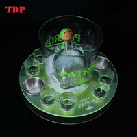 Usine du Vietnam conception personnalisée lumière LED illuminé acrylique verre à liqueur support de plateau de service présentoir à vin roulant