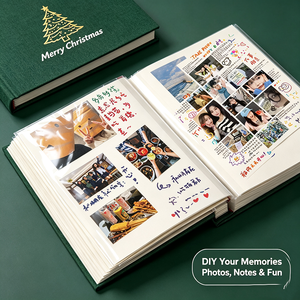 <span class=keywords><strong>Album</strong></span> <span class=keywords><strong>photo</strong></span> noir et blanc avec couverture en lin doré et <span class=keywords><strong>pages</strong></span> autocollantes pour scrapbooking DIY - Product Image 1