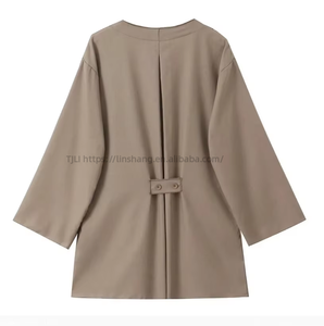 Ensemble décontracté 2 pièces pour femme : Kimono en toile de lin uni à croisement frontal et pantalon – Tendance - Product Image 6