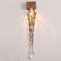 Lampe murale post-moderne de luxe léger, créative, pour chambre à coucher, lampe de chevet, ambiance artistique, escalier, Art Déco, cuivre, cristal