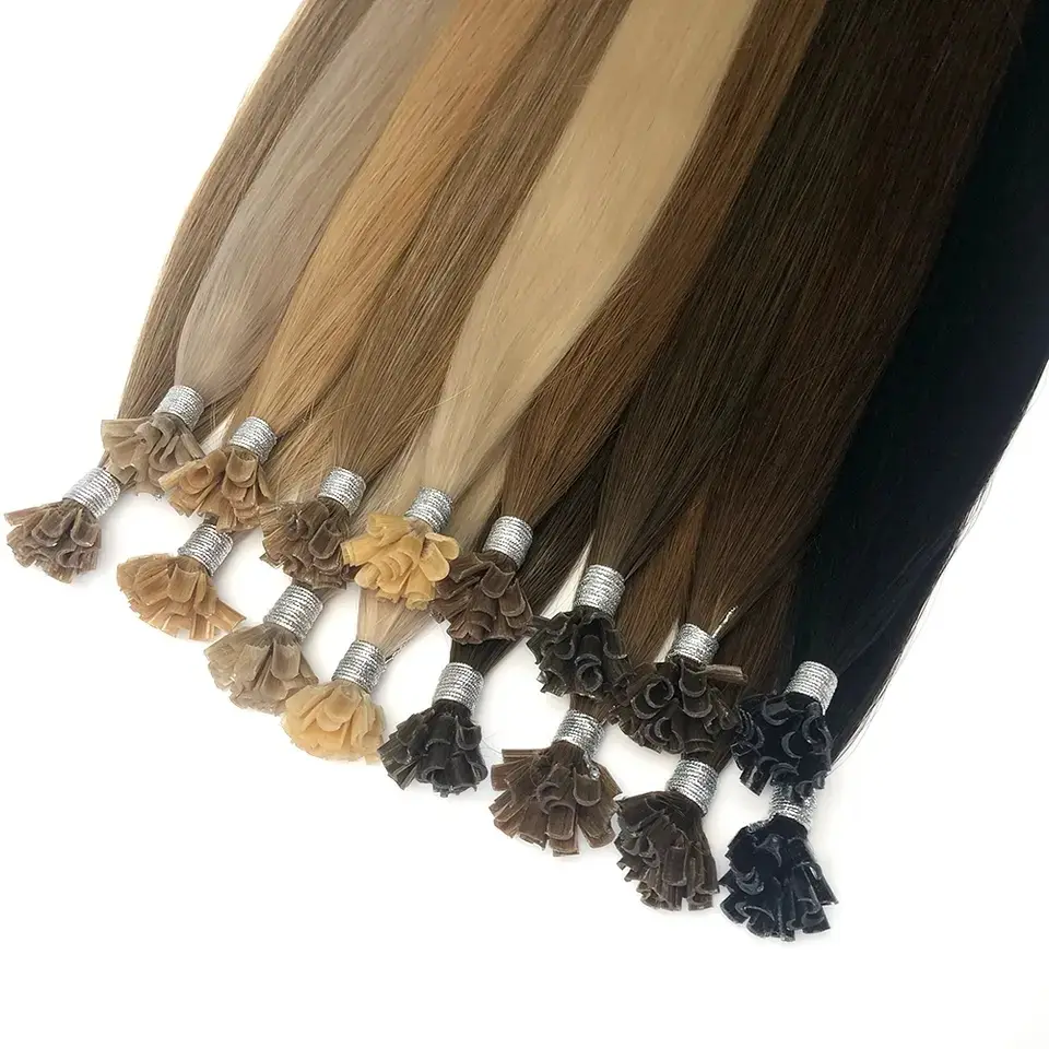 Wholesale Pre Bonded U tip Hair Extensions keratin Russian Cuticle Aligned Virgin Remy hair extension