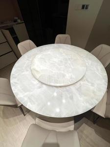 Mesa de comedor redonda de mármol de lujo con luz moderna con <span class=keywords><strong>Lazy</strong></span> <span class=keywords><strong>Susan</strong></span>, muebles creativos para el hogar para comedor - Product Image 3