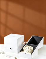 Boîte de présentation carrée en carton rigide pour gâteaux de luxe, crèmes, desserts, mousses, gâteaux cygne, pour mariages et anniversaires, avec logo personnalisé