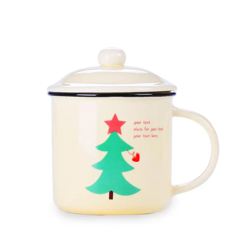 custom tree decal coffee ceramic enamel christmas mug