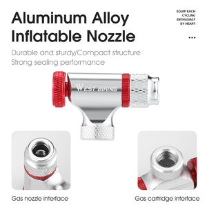 WEST BIKING - Bomba de Inflado de Neumáticos de Bicicleta con CO2, Boquilla Compacta Universal para Válvulas <span class=keywords><strong>Presta</strong></span> y Schrader con Funda Aislante - Product Image 3