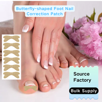 Boîte d'outils professionnels portables de haute qualité pour le soin des ongles, patchs correcteurs auto-adhésifs sans colle en forme de papillon pour les ongles des pieds