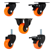 Roulettes pivotantes rigides pour meubles légers de petite taille, 3 pouces, 1,5 pouce, 2 pouces, 2,5 pouces, roulettes en PP orange