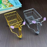 Mini moto tricycle en métal de simulation, chariot de courses, couleur or/argent, décoration de bureau, jouet pour maison de poupée