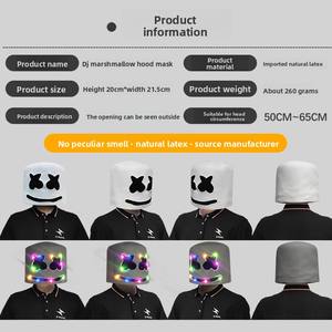 Masque en latex lumineux en forme de guimauve <span class=keywords><strong>pour</strong></span> festival de <span class=keywords><strong>musique</strong></span>, fête costumée d'<span class=keywords><strong>Halloween</strong></span>, performance et accessoires de masque de jour - Product Image 2