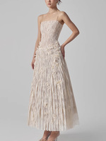 Robes de Soirée et de Fête Chic pour Femmes, Robe Longue Élégante Rétro Française 2025, à Col Montant, en Dentelle Florale 3D, Coupe Ajustée, Grand Succès