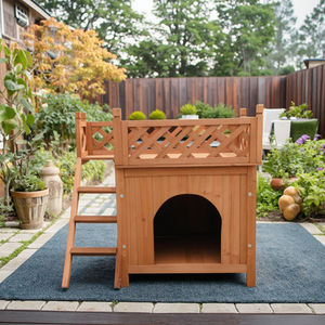 บ้านสุนัขไม้ SDD001 สำหรับใช้ภายในและภายนอกอาคาร พร้อมบันได - Product Image 5