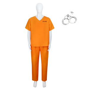 Halloween Orange Prisonnier Costume Adultes Unisexe Convict Déguisement Tenue Hommes et Femmes Performance Wear - Product Image 1