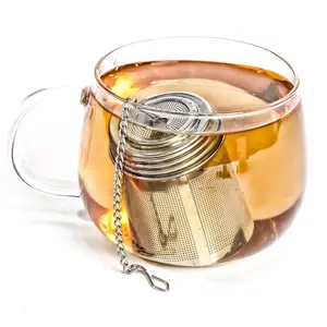 Food Grade Chain Stainless Steel Tea Strainer Reusable Mesh Filter Tea Ball Infuser Tea Filter