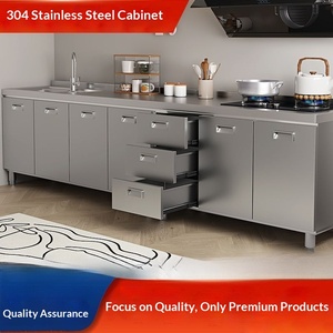 XINGRUO Armadio da <span class=keywords><strong>Cucina</strong></span> in Acciaio Inox 304, Mobiletto Porta Fornelli Rinforzato Senza Installazione, Unità Tutto-in-Uno Semplice per Casa - Product Image 2