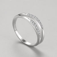 Vente flash Bague de mariage haut de gamme pour femme en argent sterling 925 à double couche avec zircon