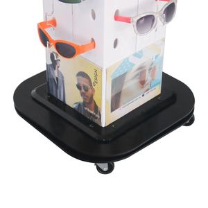 Présentoir rotatif pour lunettes de soleil avec roulettes, support à <span class=keywords><strong>4</strong></span> faces pour magasin et centre commercial, grande capacité 80 paires, tour optique mobile - Product Image 5
