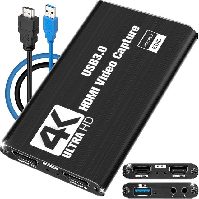 4K HDTV Video Capture Card - USB 3.0, Full HD 1080P for Gaming, Live Streaming & Broadcasting