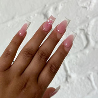 Logo personnalisé 24pcs fleur Long carré couverture complète faux ongles français acrylique ABS presse sur ongles fournisseur