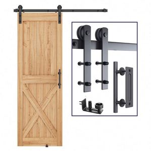 WEKIS Durable Heavy Duty Pull Flush Door Handle <b>Set</b> Black Sliding Barn Door Hardware for Outdoor Bedroom Kitchen Soundproof - Product Image 1
