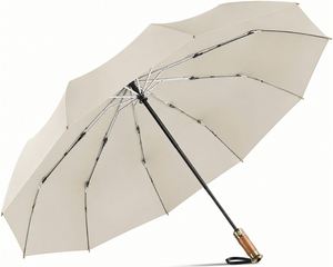 Sombrillas Grandes de 45/50 Pulgadas para Lluvia, 10 Varillas de Fibra de Vidrio, Resistentes al Viento, Compactas, Automáticas, Plegables, Portátiles, con Mango de Madera - Product Image 2