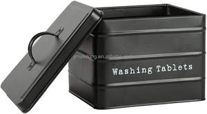 Boîte de rangement en métal galvanisé pour tablettes de lavage, boîte de rangement pour tablettes de lavage, <span class=keywords><strong>support</strong></span> de feuilles de séchage avec lèvre pour l'organisation de la buanderie - Product Image 3