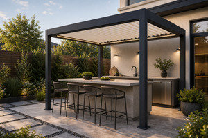 Pergola électrique à toit à persiennes en aluminium intelligent RK-C3 pour cuisine extérieure - Product Image 3