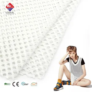 Custom quick dry wicking 100% polyester solid knitted bird eye eyelet mesh sportswear fabric for football soccer tshirt