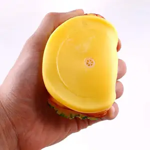 Safe Rubber Hot Seller Stress Relief Simulation Squeaky Toy With Whistle Pet Latex Hamburger Squeeze Dog Toy