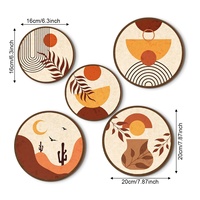 Décoration Murale Géométrique en Bois Art Déco, Motifs Feuille, Cactus, Lame, Oiseau, Couleurs Personnalisables, Multi-pièces, pour la Maison