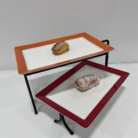 Manufacture Hôtel Restaurant Fête De Mariage Alimentaire Traiteur Stand Servant Buffet Présentoir En Acier Avec 2 Plaques En Céramique