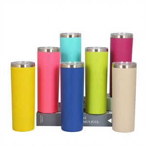 Vaso de Acero Inoxidable de Doble Pared de Alta Calidad, 20 oz, con Tapa y Pajita, Apto para Alimentos, con Tapa Roscada Hermética - Product Image 1