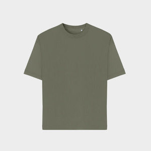 T-shirt de jogging décontracté pour homme Poids élevé 230gsm Olive Cotton Summer Crew Neck Short Sleeve Loose Fit Oversized Logo Pattern - Product Image 6