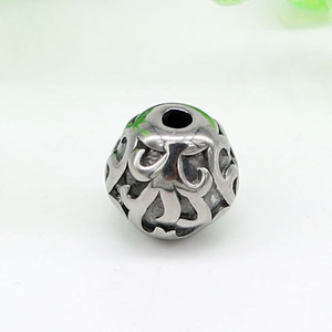 Cuentas espaciadoras de acero inoxidable yunnique, 10mm, 2mm de diámetro, patrón retro redondo para hacer pulseras, accesorios de joyería DIY - Product Image 3