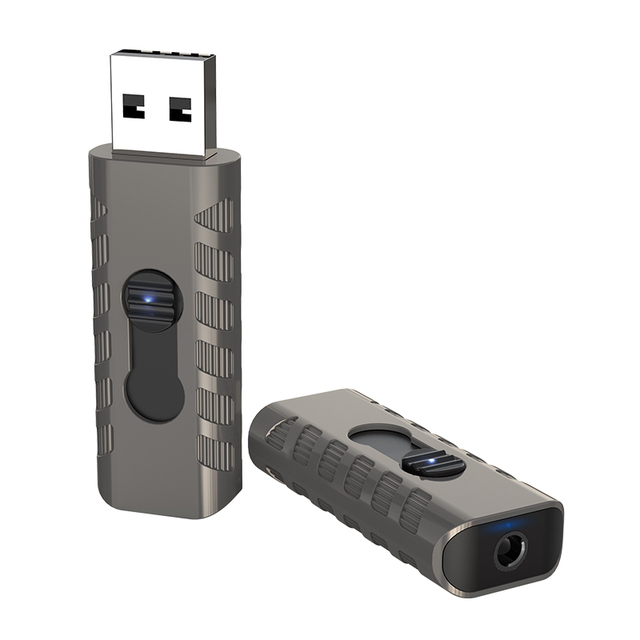 Car Bluetooth Receiver Wireless Bluetooth Adapter Zinc-alloy Aux USB Dual Tunnel Audio Mobile Phone Hands-Free Call Built-in Mic