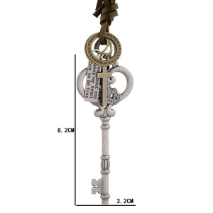 Модные винтажные 2 вида цветов 82x32 мм большой ключ кулон ожерелье для женщин мужчин длинная цепочка ожерелье ювелирные изделия аксессуары - Product Image 5