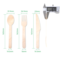 Ensemble de couverts jetables de luxe en bois de bouleau, 16 cm, 4 pièces, écologiques, sans danger pour les aliments, couteau, fourchette, cuillère, serviette, emballage personnalisé pour