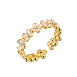 Flower Open <b>Ring</b> Adjustable Index <b>Finger</b> <b>Ring</b> With Enamel And Pave Setting For Gift Jewelry - Product Image 5