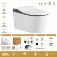 Toilette intelligente moderne de luxe avec télécommande, siège chauffant, capteur de chasse d'eau, fixation murale, drainage en P, couvercle automatique et séchage à air chaud