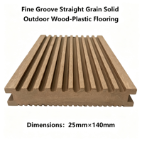 Planches de terrasse en WPC massif 140 mm x 25 mm, grain droit, rainures fines, longueur personnalisée 4000 mm, terrasse composite extérieure, jardin, extérieur