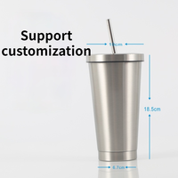 Vaso Térmico de Acero Inoxidable de 16oz con Popote, Taza de Café para Coche con Aislamiento al Vacío, Vasos Duraderos para Bebidas Calientes