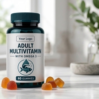 Complément Alimentaire Multivitamines Adultes Omega 3 en Gummies Sans Gluten à Base de Plantes avec Sélénium Vitamines A B C D Biotine
