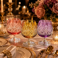 Ensemble de gobelets en cristal coloré faits à la main, verres à pied taillés par des artisans, style vintage, pour mariage, banquet, hôtel, fête, élégant, maison, Chine