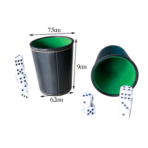 Juego de tazas de dados de polipiel con compartimento de almacenamiento, coctelera forrada de fieltro, incluye 5 dados de puntos para <span class=keywords><strong>Farkle</strong></span>/Craps/Backgammon/Bar - Product Image 6