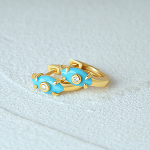 Pendientes de Aro CANNER Marquise con Turquesa y Circonita Cúbica, Plata 925, Pequeños Aros con Circonitas para Mujer - Product Image 2