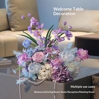 Décorations florales de table de mariage, ambiance haut de gamme, fleurs d'orchidées artificielles en soie, arrangements de fleurs artificielles violettes