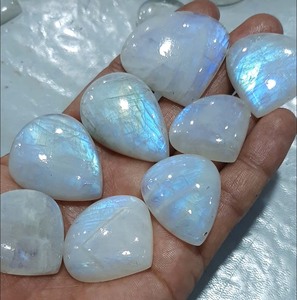 Natural 20-25mm to 30-35mm Blue Flash Rainbow Moonstone IGI Certified for Heart Carving <b>Lotus</b> Wedding <b>Jewelry</b> - Product Image 1