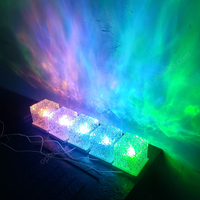 Lampe de table cube en cristal LED carrée, 3 16 couleurs changeantes, lampe de bureau pour chambre à coucher, prise USB, lumière de nuit à motif d'eau rotatif RGB
