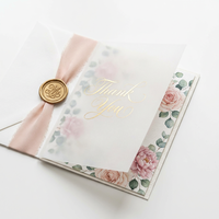 Ensembles de cartes de remerciement en papier calque superposé avec dorure à chaud, personnalisées, pour mariage, papeterie, vente en gros