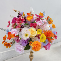 Boule de fleurs personnalisée rose pastel, bleue et jaune, faite à la main, centre de table floral en soie 5D pour mariage, douche nuptiale et fête d'anniversaire