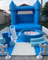 Ensemble de jeux gonflables pour bébés et enfants avec rebondisseur bleu en PVC de 0,55 mm – Équipement gonflable intérieur/extérieur pour fêtes résidentielles et location